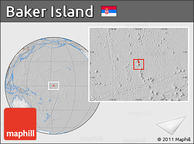 Satellite Location Map of Baker Island, lighten, desaturated