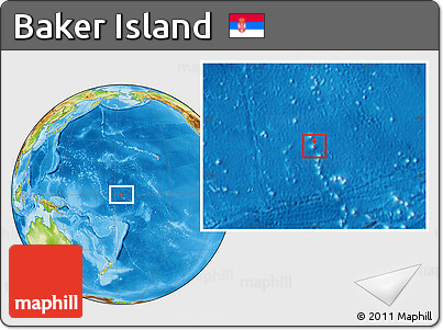 Satellite Location Map of Baker Island, physical outside