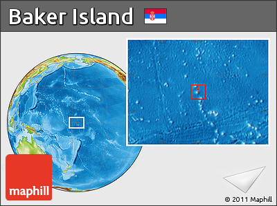 Satellite Location Map of Baker Island, physical outside