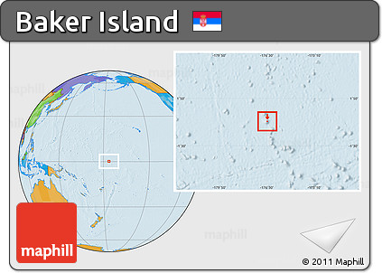 Satellite Location Map of Baker Island, political outside
