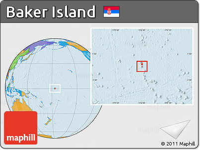 Satellite Location Map of Baker Island, political outside