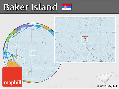 Satellite Location Map of Baker Island, political outside