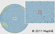 Satellite Location Map of Baker Island, savanna style outside, hill shading