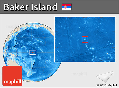 Satellite Location Map of Baker Island, shaded relief outside