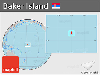 Savanna Style Location Map of Baker Island, gray outside