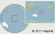 Savanna Style Location Map of Baker Island, highlighted continent, within the entire continent, hill shading