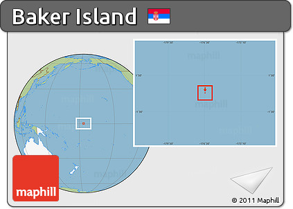Savanna Style Location Map of Baker Island, highlighted continent