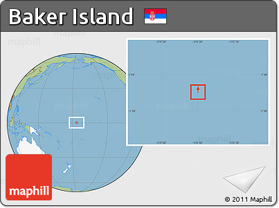 Savanna Style Location Map of Baker Island, highlighted continent