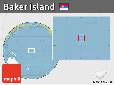 Savanna Style Location Map of Baker Island, highlighted continent