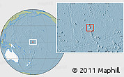 Savanna Style Location Map of Baker Island, highlighted continent, hill shading