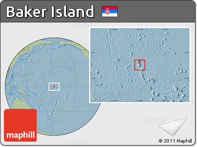 Savanna Style Location Map of Baker Island, hill shading outside