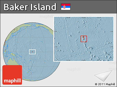 Savanna Style Location Map of Baker Island, hill shading outside