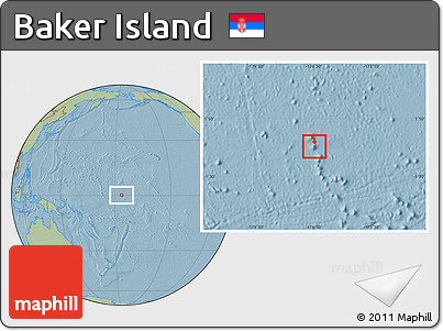 Savanna Style Location Map of Baker Island, hill shading