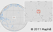 Savanna Style Location Map of Baker Island, lighten, desaturated, hill shading