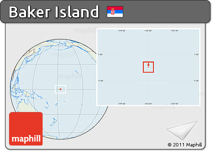 Savanna Style Location Map of Baker Island, lighten