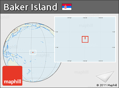 Savanna Style Location Map of Baker Island, lighten