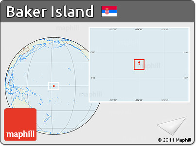 Savanna Style Location Map of Baker Island, lighten
