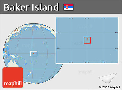 Savanna Style Location Map of Baker Island, lighten, land only