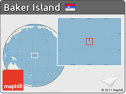 Savanna Style Location Map of Baker Island, lighten, land only