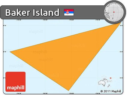 Political Simple Map of Baker Island, single color outside