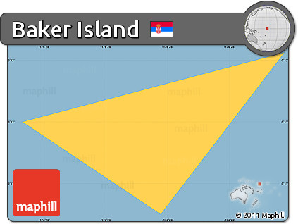 Savanna Style Simple Map of Baker Island, single color outside