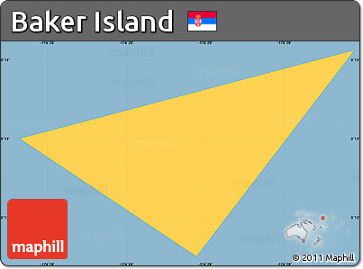 Savanna Style Simple Map of Baker Island, single color outside