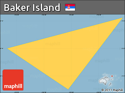 Savanna Style Simple Map of Baker Island, single color outside