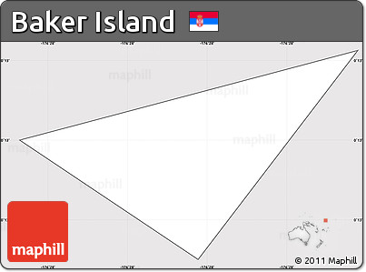 Silver Style Simple Map of Baker Island, cropped outside