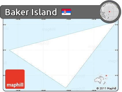 Silver Style Simple Map of Baker Island