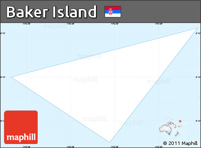 Silver Style Simple Map of Baker Island