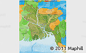 Satellite 3D Map of Bangladesh, political outside