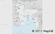Silver Style 3D Map of Bangladesh