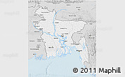 Silver Style 3D Map of Bangladesh