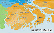 Political Shades Panoramic Map of Barisal Div