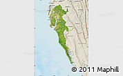 Satellite Map of Cox Bazar Zl, shaded relief outside
