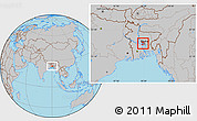 Gray Location Map of Dhaka Zila