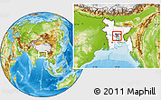 Physical Location Map of Dhaka Zila, highlighted country
