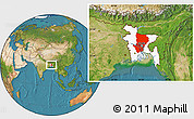 Satellite Location Map of Dhaka Div, highlighted country
