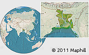 Satellite Location Map of Bangladesh, lighten, land only