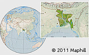 Satellite Location Map of Bangladesh, lighten