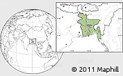 Savanna Style Location Map of Bangladesh, blank outside