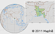 Savanna Style Location Map of Bangladesh, lighten, desaturated