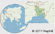 Savanna Style Location Map of Bangladesh, lighten, land only