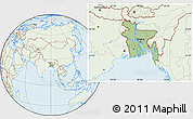 Savanna Style Location Map of Bangladesh, lighten