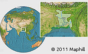 Savanna Style Location Map of Bangladesh, satellite outside