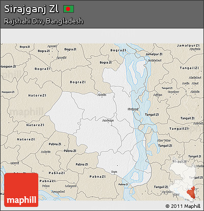 Classic Style 3D Map of Sirajganj Zl