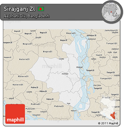 Classic Style 3D Map of Sirajganj Zl