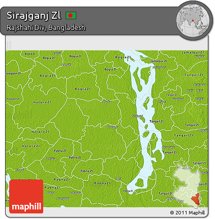 Physical 3D Map of Sirajganj Zl