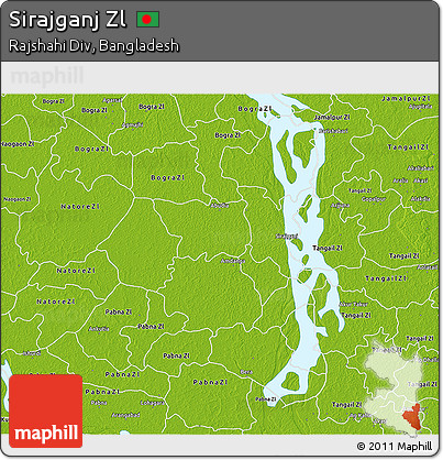 Physical 3D Map of Sirajganj Zl