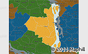 Political 3D Map of Sirajganj Zl, darken